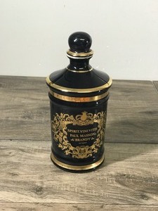 lot 376 image: Black And Gold Spirit. Vini Vitis Paul Masson Brandy 80 Proof Bottle Missing Top