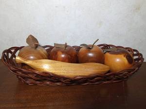lot 92 image: Basket of wooden fruit