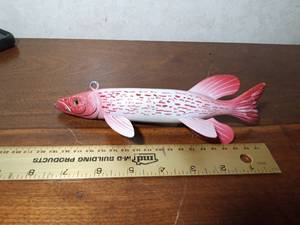 lot 94 image: 2011 Hand carved signed fish spearing decoy by R Whittier