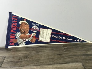 lot 416 image: Kirby Puckett 1984-1996 Thanks for the Memories Minnesota Twins Pennant