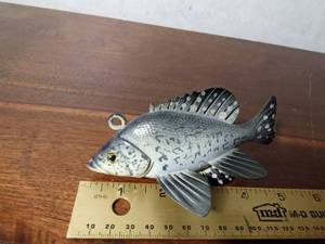 lot 173 image: 2011 signed hand carved crappie spearing decoy with metal fins