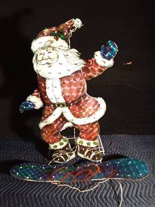lot 193 image: Animated Holographic Santa on ski lawn ornament - Works
