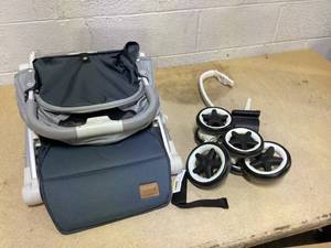 lot 424 image: INFANS Lightweight Baby Stroller, Compact with One-Hand Fold, Travel Stroller for Airplane with Cup Holder, 5-Point Harness, Foot Cover, Canopy, Infant for 0-36 Month (Grey) (USED)