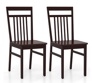 lot 33 image: Costway Farmhouse Dining Chair Set of 2 Armless Wooden Chair with Slanted High Backrest (20 x 16 x 36)