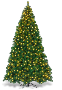 lot 55 image: Goplus 9ft Artificial Pre-lit Christmas Tree Premium Spruce Hinged Tree with 700 LED Lights and Solid Metal Stand, UL-Certified Transformer