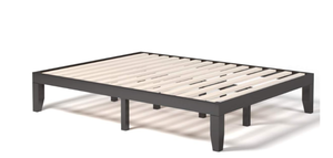lot 59 image: Giantex 14 Inch Queen Wood Platform Bed Frame, Minimalist Style Mattress Foundation with Solid Rubber Wood, Heavy Duty Slat Support, Without Headboard, Easy Assembly, No Box Spring Needed, Espresso 80L x 60W x 14H