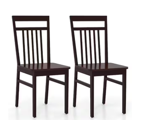 lot 90 image: Costway Farmhouse Dining Chair Armless Wooden Chair with Slanted High Backrest Set of 2  (20 x 16 x 36)