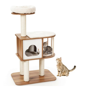 lot 94 image: Mondawe 46-in x 19-in Off-white Fleece Cat Tree