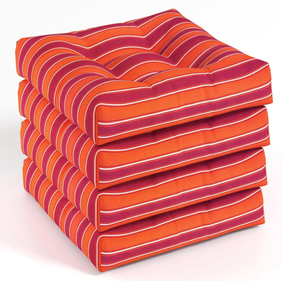 lot 110 image: Giantex Set of 4 Tufted Patio Cushions, 4 Outdoor Seat Cushions, Waterproof & High Elasticity for Comfortable Sitting Experience, Square Chair Cushions for Indoor Outdoor Use, Red & Orange