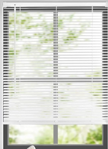 lot 289 image: Generic Cordless Vinyl Mini Blinds - Light Filtering Window Blinds & Shades, 45 W x 64 H, White