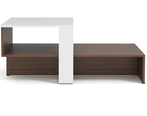 lot 458 image: Costway 2-Tier Geometric Coffee Table with Storage Shelves for Living Room and Reception Room 31 x 16 x 13 (L x W x H) Maybe Missing Harware