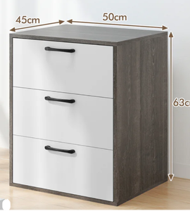 lot 460 image: Giantex Modern End Table Wooden File Cabinet with 3 Pull-Out Drawers Gray & White Overall Dimensions 50 x 45 x 63 cm (L x W x H)