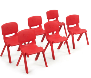 lot 136 image: Costway 6-pack Kids Plastic Stackable Classroom Chairs 14 x 13 x 21 (L x W x H)
