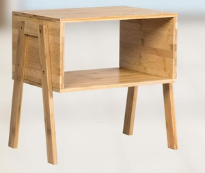 lot 139 image: GORELAX Bamboo Nightstand, Open Storage Shelf, Narrow Rectangular Rustic Wood End Table for Small Space, Bedroom, Living Room