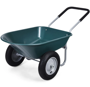 lot 147 image: Costway 2 Tire Wheelbarrow Cart Heavy-duty Dolly Utility Cart Green