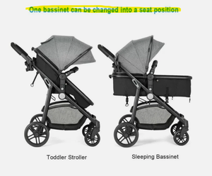 lot 149 image: Baby Joy 2 in 1 Convertible Baby Stroller High Landscape Infant Stroller Grey