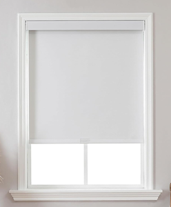 lot 299 image: Joydeco 100% Blackout Roller Shades (Pro), Free-Stop Cordless Blinds for Windows, UV Protection, Natural Woven Blinds for Home and Office, Light-Proof Aluminum Cover (46 W x 75 H, White)