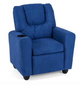 lot 326 image: Costway Kids Recliner Chair Push Back Toddler Reclining Armchair With Cup Holder-Blue 24 x 21.5 x 28