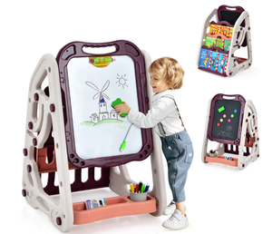 lot 428 image: Artist 3-in-1 Kids Art Easel - Blue, With Bookshelf Storage Tray and Art Accessories - Perfect Solution for Organizing Childrens Creativity Essentials