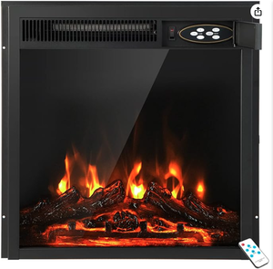 lot 302 image: COSTWAY 22.5-Inch Electric Fireplace Insert, 5100 BTU Recessed and Freestanding Fireplace Heater with Remote Control, 7-Level Flame, Overheat Protection for Living Room Bedroom Office, 750W1500W
