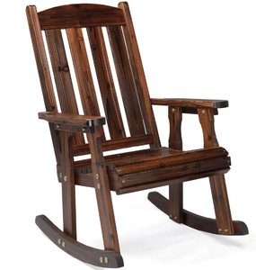lot 305 image: Wooden Rocking Chair with Comfortable Backrest Inclination, High Backrest and Deep Contoured (Maybe missing hardware.)