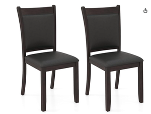 lot 306 image: Giantex Wooden Dining Chairs Set of 2, Modern Armless Kitchen Chairs wPadded Backrest & Seat, Rubber Wood Frame, Faux Leather Upholstered Dinner Side Chairs for Dining Room, Kitchen, Living Room