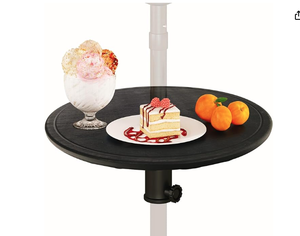 lot 321 image: Giantex Umbrella Pole Table Tray - 20 Outdoor Side Table with 1.5 Umbrella Hole, Height Adjustable Knob, All-Weather PE Matrial, for Patio, Backyard, Deck, Garden, Poolside, Black