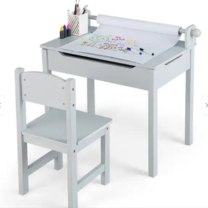 lot 322 image: Costway Toddler Craft Table & Chair Set Kids Art Crafts Table - See Details