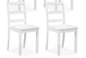 lot 323 image: Giantex Wood Dining Chairs Set of 2 White - Wooden Armless Kitchen Chairs with Solid Rubber Wood Legs, Non-Slip Foot Pads, Max Load 400 Lbs, Farmhouse Style High Ladder Back Dining Room Chairs