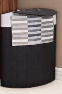lot 324 image: Corner Bamboo Hamper Laundry Basket - 14 x 24 (Diameter x H)