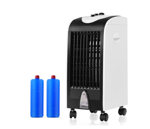 lot 251 image: Costway 10-in 110 -Volt 3 -Speed Indoor Black  white Pedestal Fan (Missing 1 Wheel)