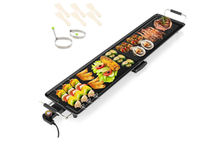 lot 258 image: COSTWAY 39.5 Electric Griddle, Extra Large Teppanyaki Grill with 2 Nonstick Surfaces, Adjustable Temperature, Insulated Handles & Drip Tray, Indoor Outdoor BBQ Grill for Party, Camping & RV (39.5)