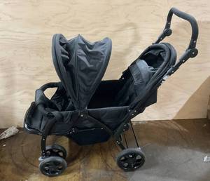 lot 24 image: Costway Foldable Lightweight Front Back Seats Double Baby Stroller