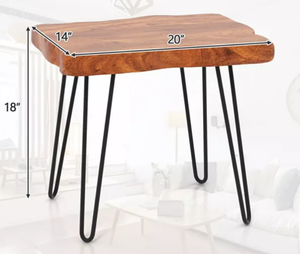 lot 43 image: Costway 1 PC Accent Side Reclaimed Teak Wood Plant Stand Rectangular End Table 20 x 14 x 18 (L x W x H)