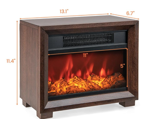 lot 203 image: GOFLAME 13 Electric Fireplace Heater, Mini Wooden Space Tabletop Fireplace with Realistic Flame Effect, Overheat Protection, Cool to Touch, Portable Space Heater for Study, Bedroom, Office