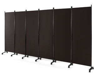 lot 207 image: Costway 6-Panel Folding Room Divider 6FT Rolling Privacy Screen with Lockable Wheels 132 x 12 x 68 (L x W x H)
