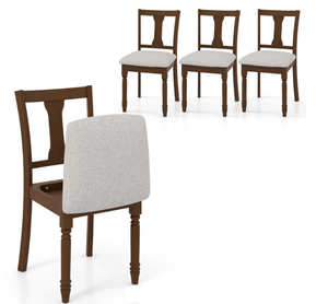 lot 331 image: LOT OF 4 Giantex Wood Dining Chairs Set Farmhouse Dining Room Chair with Cushion Seat, Armless Wooden Dining Side Chairs