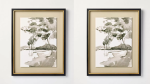 lot 345 image: LOT OF 2 Hearth & Hand with Magnolia 16x20 Washed Landscape Framed Wall Art - Hearth & Hand with Magnolia