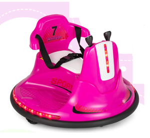 lot 387 image: Honeyjoy 12V Bumper Car for Kids Toddlers Electric Ride On Car Vehicle with 360° Spin Pink (Not Tested. Maybe Missing Hardware)