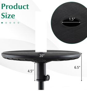 lot 389 image: Costway 20 Inches Outdoor Adjustable Umbrella Table 1.5 Inches Umbrella Hole (Only Table and Height Adjustable)