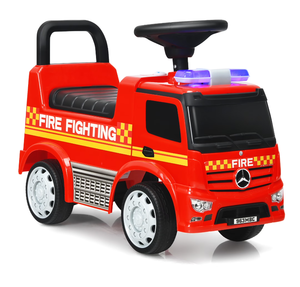 lot 392 image: Costway Kids Ride On Fire Engine Licensed Mercedes Benz Push and Ride Racer Red  24 x 11 x 17 (L x W x H)