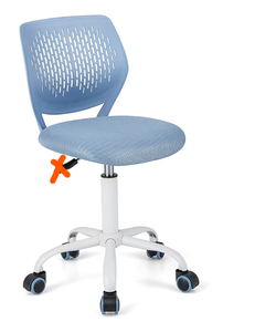 lot 393 image: Costway Height-adjustable Ergonomic Kids Chair Breathable Mesh Desk Chair w Wheels Mobile Comfortable School Chair for Kids Room Blue (Missing Parts or Pieces)