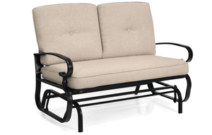 lot 69 image: Giantex Outdoor Glider Bench, Patio Loveseat with Cushions, 440 Lbs Capacity, 2-Person Outdoor Rocking Chair, Porch Glider Swing for Garden, Backyard, Poolside, Patio Seating Rocker (Beige)