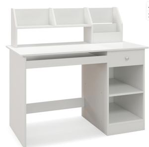 lot 75 image: Costway Kids Study Desk Children Writing Table with Hutch Drawer Shelves and Keyboard Tray 35.5 x 18 x 35.5 (L x W x H)