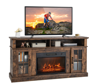 lot 76 image: Fireplace TV Stand for TVs Up to 65 Inch with Side Cabinets and Remote Control