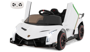 lot 78 image: INFANS 2 Seater Kids Ride on Car, 12V 4WD Licensed Lamborghini Veneno Powered Electric Vehicle with Hydraulic Doors, Rocking Mode, Adjustable Speeds, Remote Control, MP3, Headlight