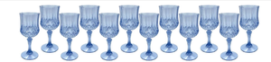 lot 154 image: LOT OF 13 Blue Plastic Wine Glasses,Plastic Goblets for Parties,Drinking Glasses for Wedding Reception