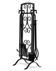 lot 160 image: 5 PCS Fireplace Tools Set, Practical Fireplace Accessories with Tong, Poker, Shovel, Brush, Sturdy Base, Vintage, Iron, Fireplace Poker Set, Fire Place Set Tools Indoor, Outdoor