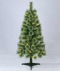 lot 463 image: 4 Pre-Lit Canadian Cashmere Artificial Christmas Tree with 50 Warm LED Lights and Stand, by Holiday Time
