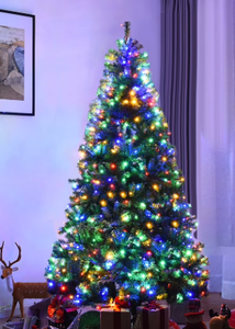 lot 476 image: Costway 7Ft Pre-Lit Artificial Christmas Tree Hinged 500 LED Lights